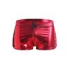 Sexy Men Boxers Shorts Low Waist Male Panties Legs Slit Underpants Imitation Leather Exotic Stage Show Night Club Gay Underwear