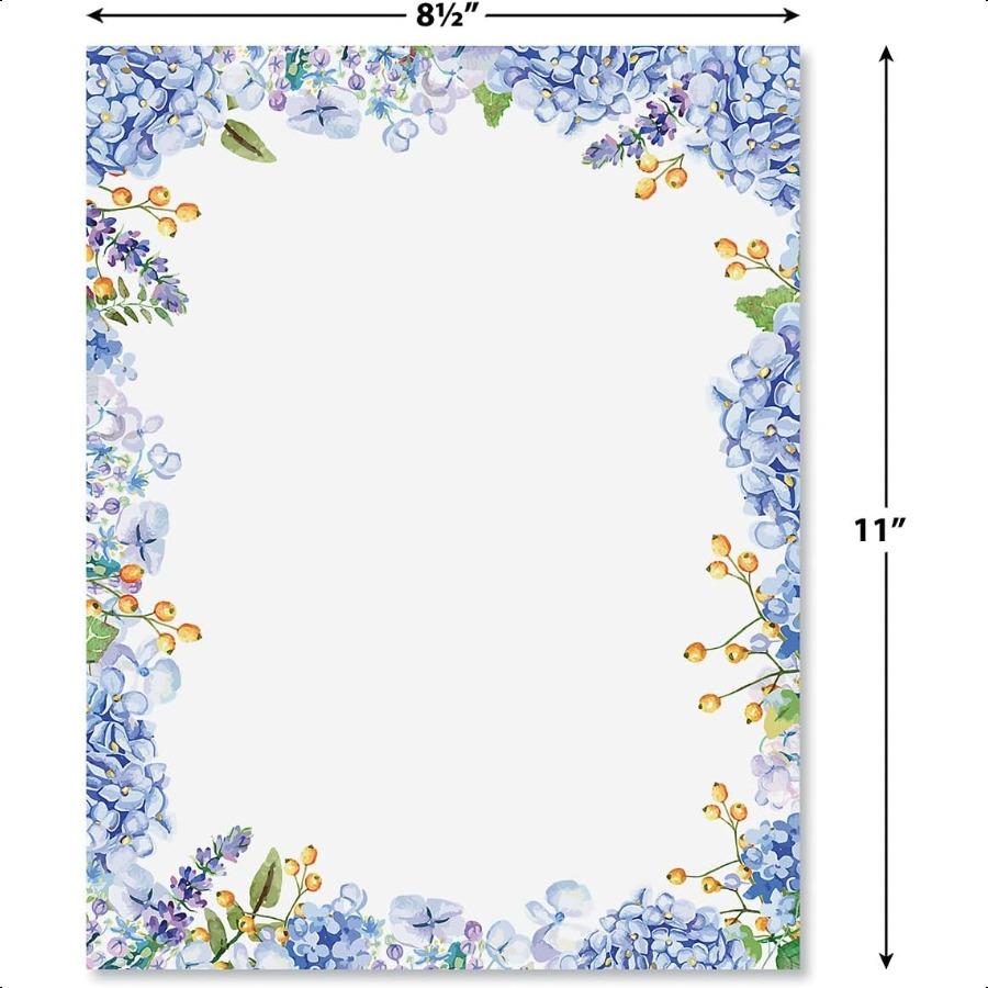 

Гортензии Цветочная Письменная Бумага Весенняя Канцелярская Бумага с Декоративной Рамкой из Гортензий Принтованная Праздничная Свадебная и Для Невесты United States