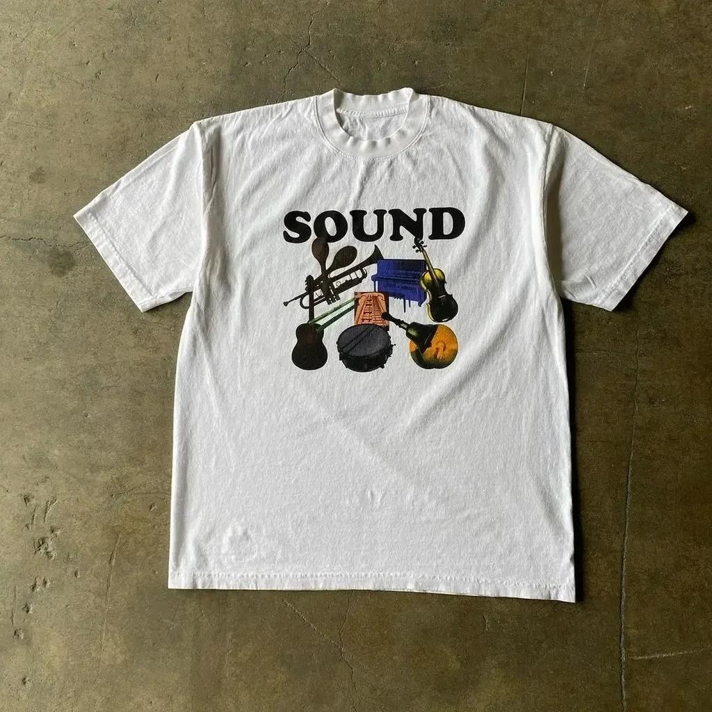 2025 Summer Cherry Pattern Print Washed Round Neck T-shirt Gothic Classic Y2K Plus Size Women's T-shirt Oversized Cotton T-shirt