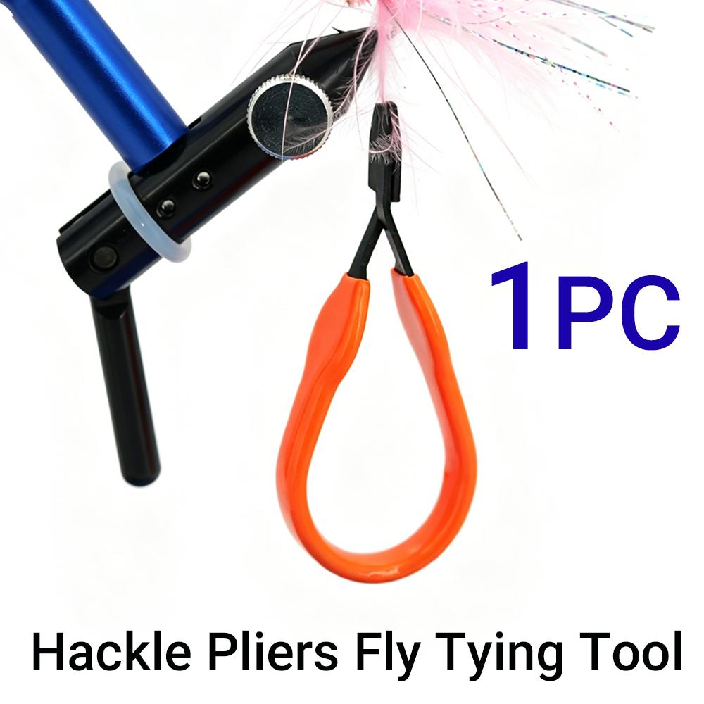 Hackle Pliers High Carbon Steel Ergonomic Non-slip Handle Fly Tying Pliers Feather Clips for DIY Fly Fishing Lure Making