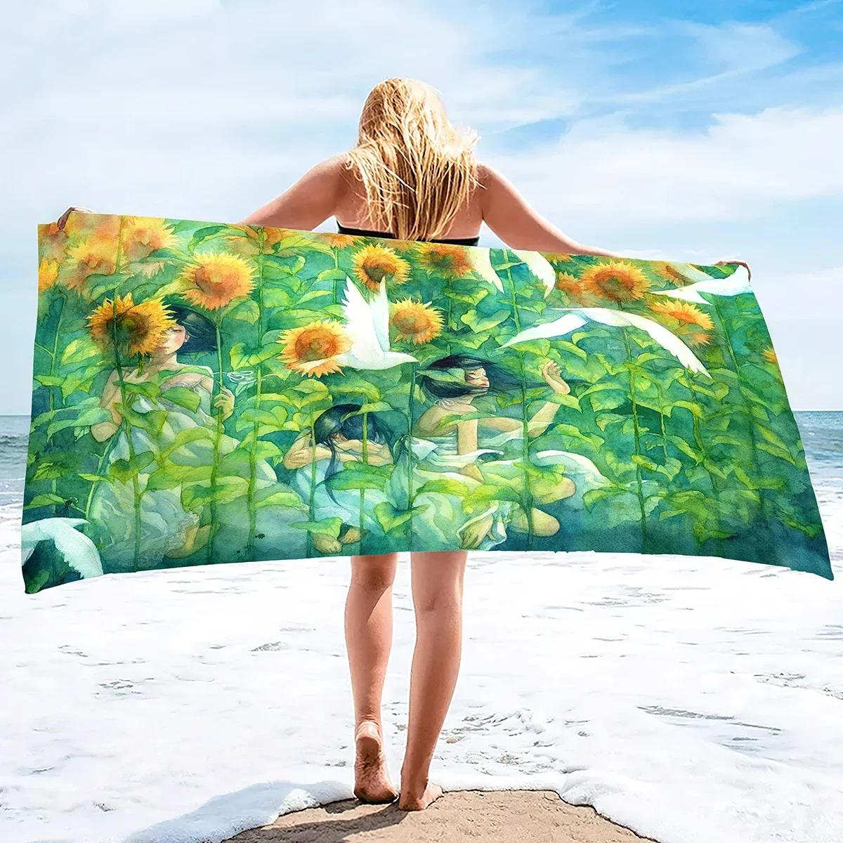 

Microfiber Sunflowers Beach Towel,Flower Sunset Beach Towels Oversized, Super Soft Quick Dry Sand Free Lightweight Pool Towels W30*H60(CM)