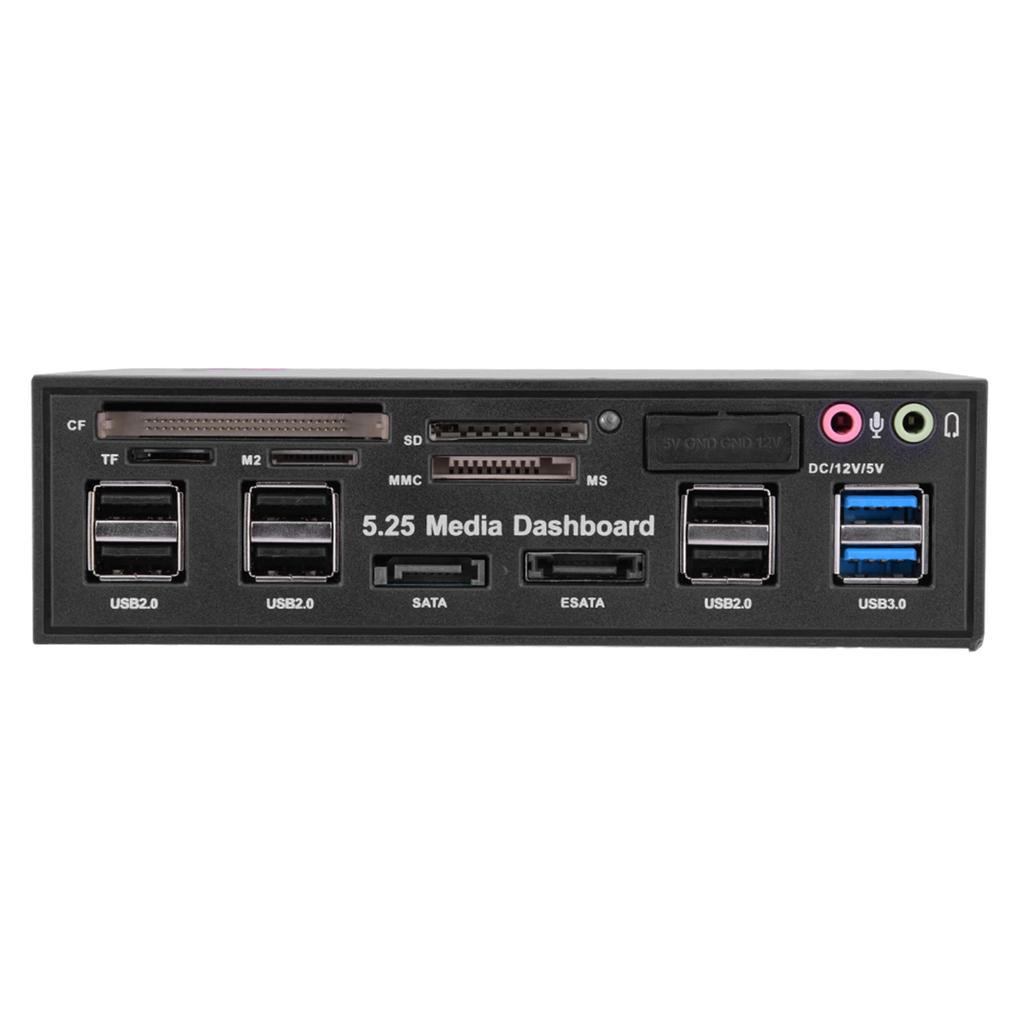 5.25inch Media Dashboard Front Panel USB3.02.0 HUB eSATA SATA O Multi Card Reader