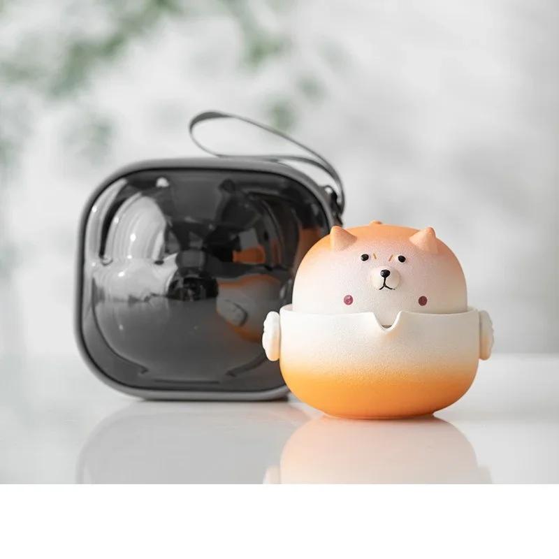 

Портативные дорожные чайные наборы, симпатичные мультяшные животные, керамический чайник в китайском стиле с сумкой для хранения, чайные наборы в стиле кунг-фу