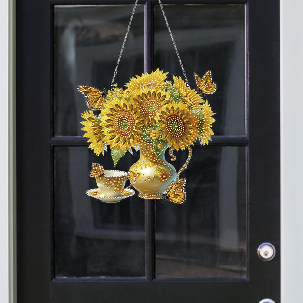 2pcs Acrylic 2D Flat DIY Special Shape Rhinestone Diamond Art Window Pendants Diamond Art Pendant Wall Decor for Home & Windows