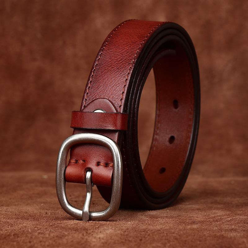 Cowhide Women's Genuine Leather Pure Pin Buckle Belt Trendy Wild Women's Internet Celebrity Jeans Belt Women