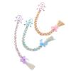 Kids Ponytail Extension with Hair Tie Rhinestone Snowflake Bow Halloween Costume Party Girls Wrap Around Synthetic Long Ponytail Hair Extension