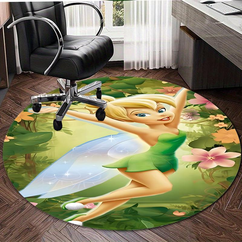 1pc T-Tinkerbell1 Carpet, Round Rug, Comfortable, Suitable for Entryways, Living Rooms, Office, And Bedrooms, Christmas Decoration