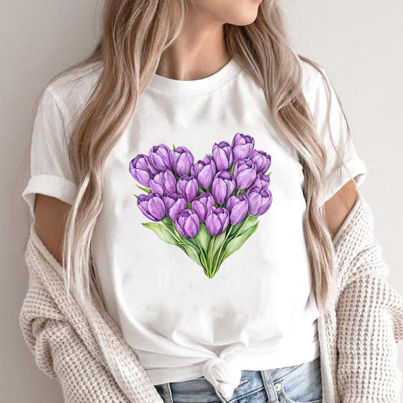 (Mărimea asiatică) floare dulce drăguț anii 90 T Grafic Feminin Haine Femei Top Gât Rotund Tricou Modă Imprimeu Casual Mânecă Scurtă Tricouri