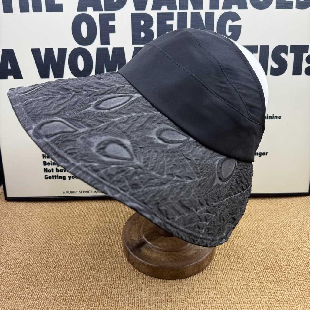 French jacquard empty top hat sun protection hat summer big brim sun hat UV protection foldable travel bucket hat women