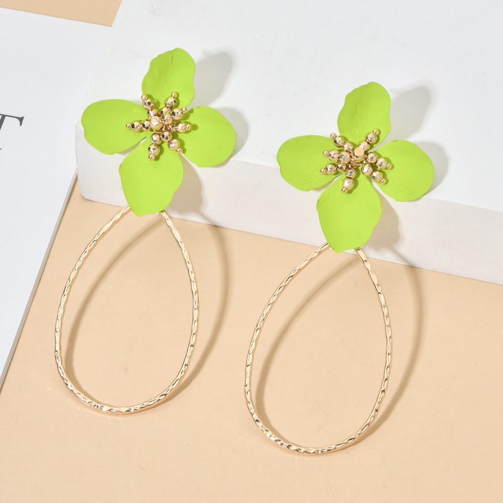 Pinkdudu Романтичные Серьги Медные Кольца с Ручной Росписью Цветочными Каплями Художественные OG047