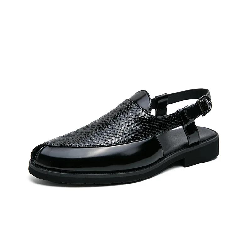 Fashion Black Sandals For Men Buckle Decor Slingback Sandals 2025