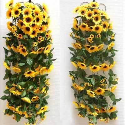 Yapay Sarı Ayçiçeği Garland çiçek askılığı Düğün Çiçek Kemer Dekor Ipek