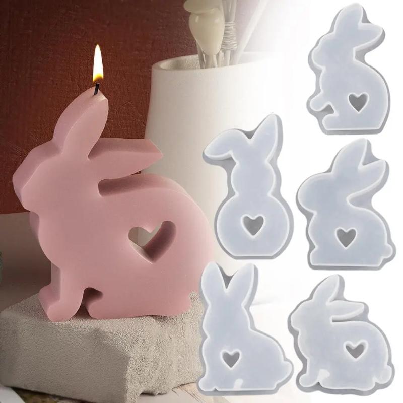 Easter Candle Molds Cute Rabbit Jelly Mould, Non-Stick Easter Fondant Molds, Reusable DIY Silicone Bunny Mold For Fondant Soap