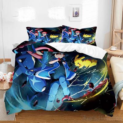 Anime Popular Pokemon Pillowcase Pikachu Bedding Set Baby Duvet Cover Sets Bedclothes Twin Single King Kids Adult Gift