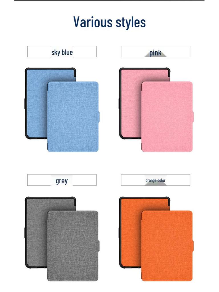 Compatible Kobo Clara HD Linen Texture Protective Leather Case for 2018 Model & Tolino Shine 3