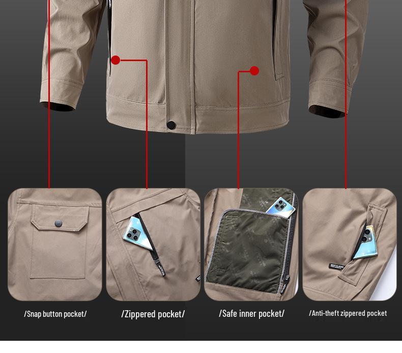 Herren Winddichte Camouflage Jacke und Hose Set - Mit Kapuze Taktische Outdoor Arbeitskleidung