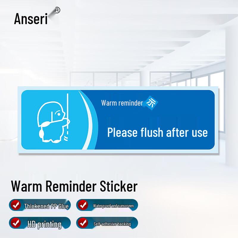 Ansell Safety Warning Toilet Sign Stickers 6x18cm