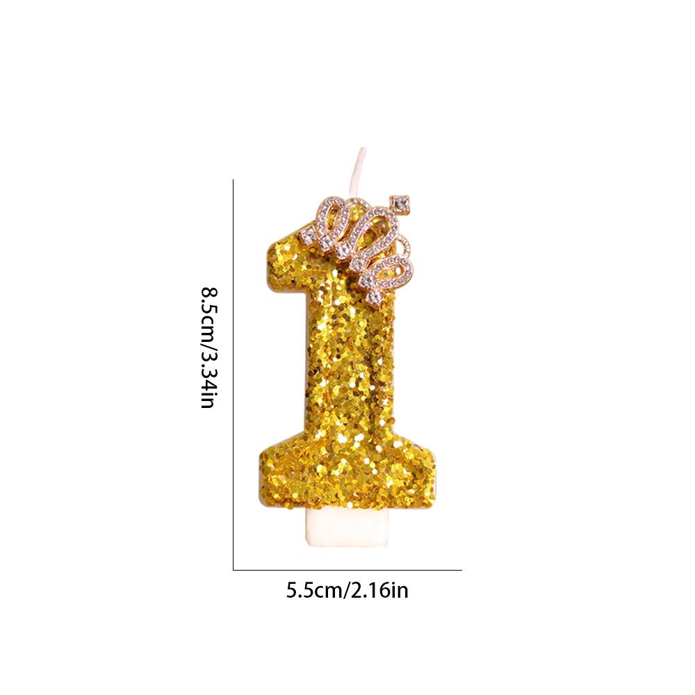 1pc Golden Crown Number 0-9 Cake Decor Candles for Birthday Wedding Anniversary Party DIY Cake Decoration Supplies