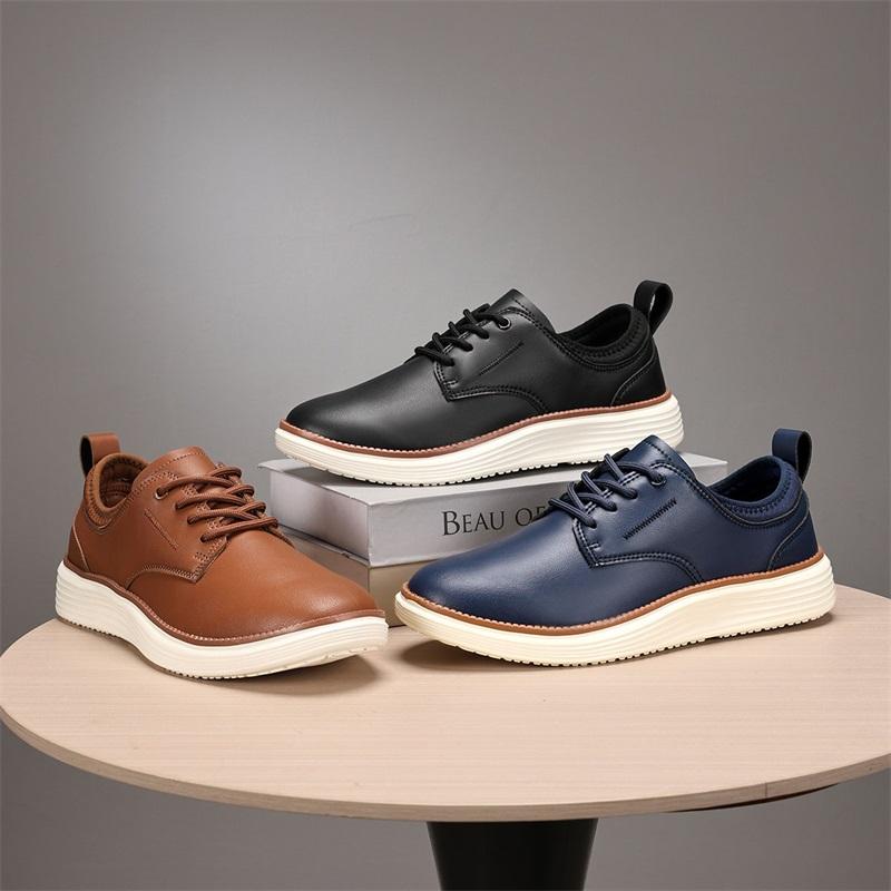 Men's Casual Artificial Leather Dress Oxfords Shoes  Leisure Fashion Sneakers Lightweight Comfortable Walking Shoes
