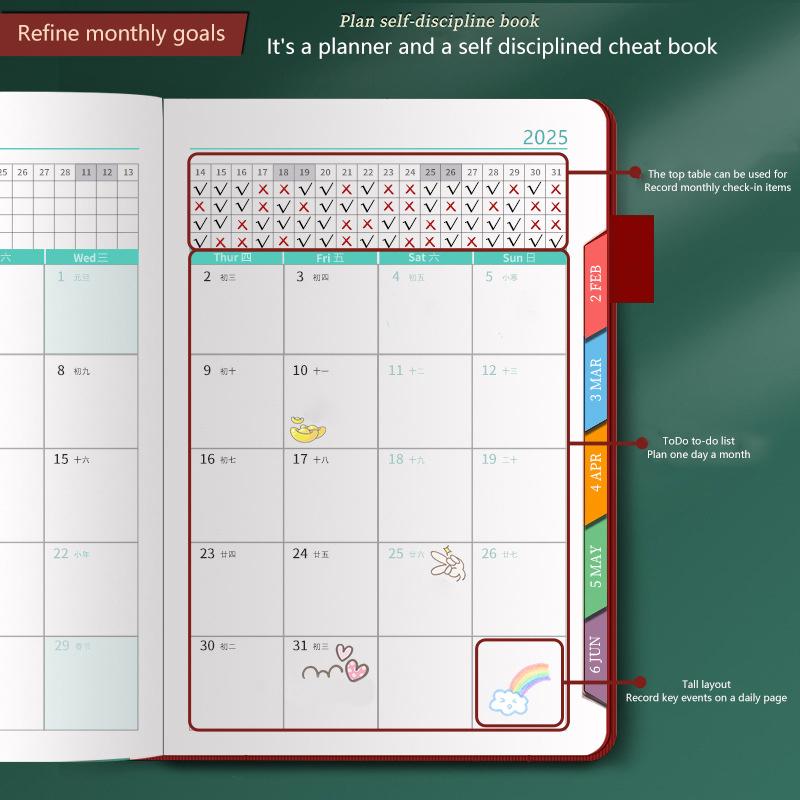 Einfaches Terminkalender Notizbuch Geschäftsmanagementplan Notizbuch Kalender Notizblock Effizienz-Notizbuch Bürobedarf Studenten Schreibwaren