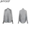 BITCED Autumn/Winter Women's Knitwear Solid-Colour Batwing-Sleeve Cardigan