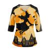 Top da Donna con Stampa di Halloween Scollo a V Manica a Tre Quarti con Tasche Spacchi Laterali Camicia da Costume