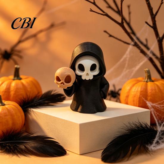 PLA Material Toys 9Pcs Grim Reaper Figurines, Cool Skull Skeleton Statues, Gothic Dark Halloween Home Decor Accessories Decoration for Bedroom