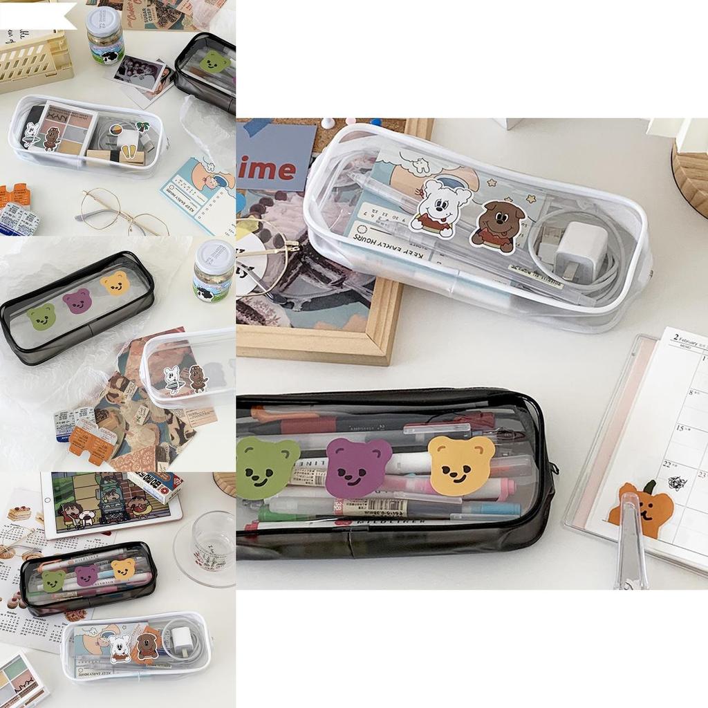 Elegantes Schwarz-Weißes Transparentes PVC-Mäppchen Ideal für Make-up- und Schreibwarenaufbewahrung