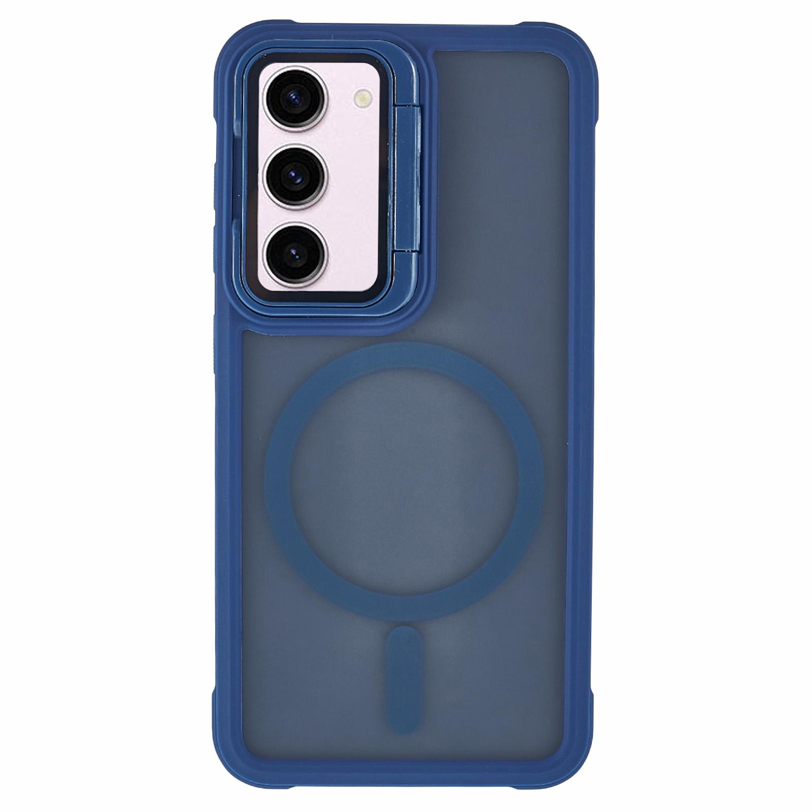 

For Samsung Galaxy S23 Case Compatible with MagSafe Lens Cover Kickstand Matte Back Cover Blue