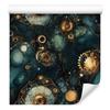 Ink Wallpaper Turquoise, Brown, Sea Blue and Black for Living Room and Bedroom 50x1000