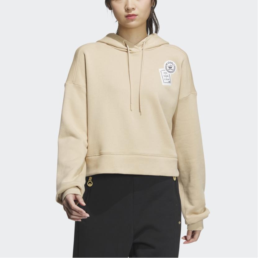 Adidas Originals Trefoil X Changchangxiong X Suyiming Co-Branded Series Character Print Drawstring Hoodie Women Hoodie Khaki IK4311