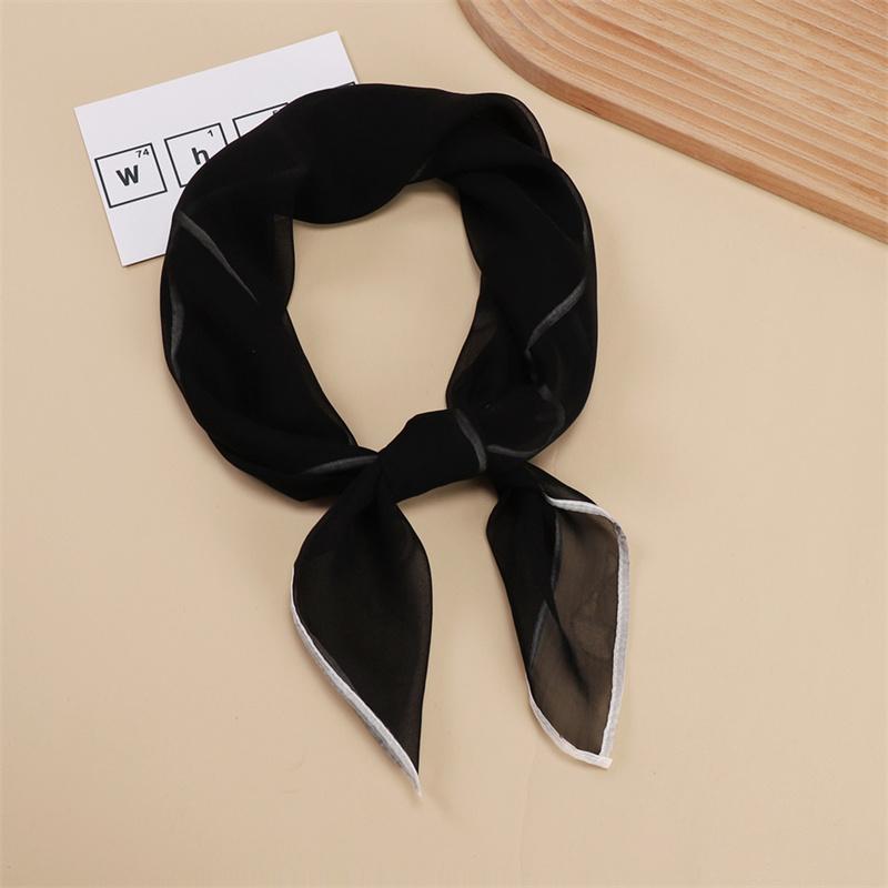 Fashion Simulated Silk Scarf Women's Simple Style Solid Color Thin Cloud Pattern Scarf Small Square Scarf