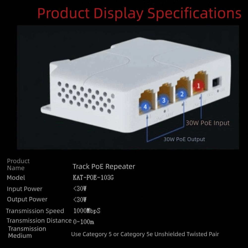 Industrial Network Switch Repeater 4 Port PoE Repeater for IP Port Transmission Extender