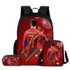 Set de 3 Piezas para Niños Mochila Estrella de Fútbol Estudiante Bolso de Hombro Escolar Bolsas para Lápices Ronaldo Mochila Escolar CR Mochila Mejor Regalo
