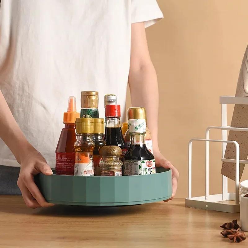 Rotating Storage Rack - Kitchen Condiment Organizer Desktop Cosmetic Holder