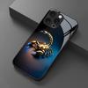 Golden scorpion pattern tempered glass phone case suitable for iPhone 17 16 15 14 13 12 11 Pro/Max/Plus anti drop and shockproof
