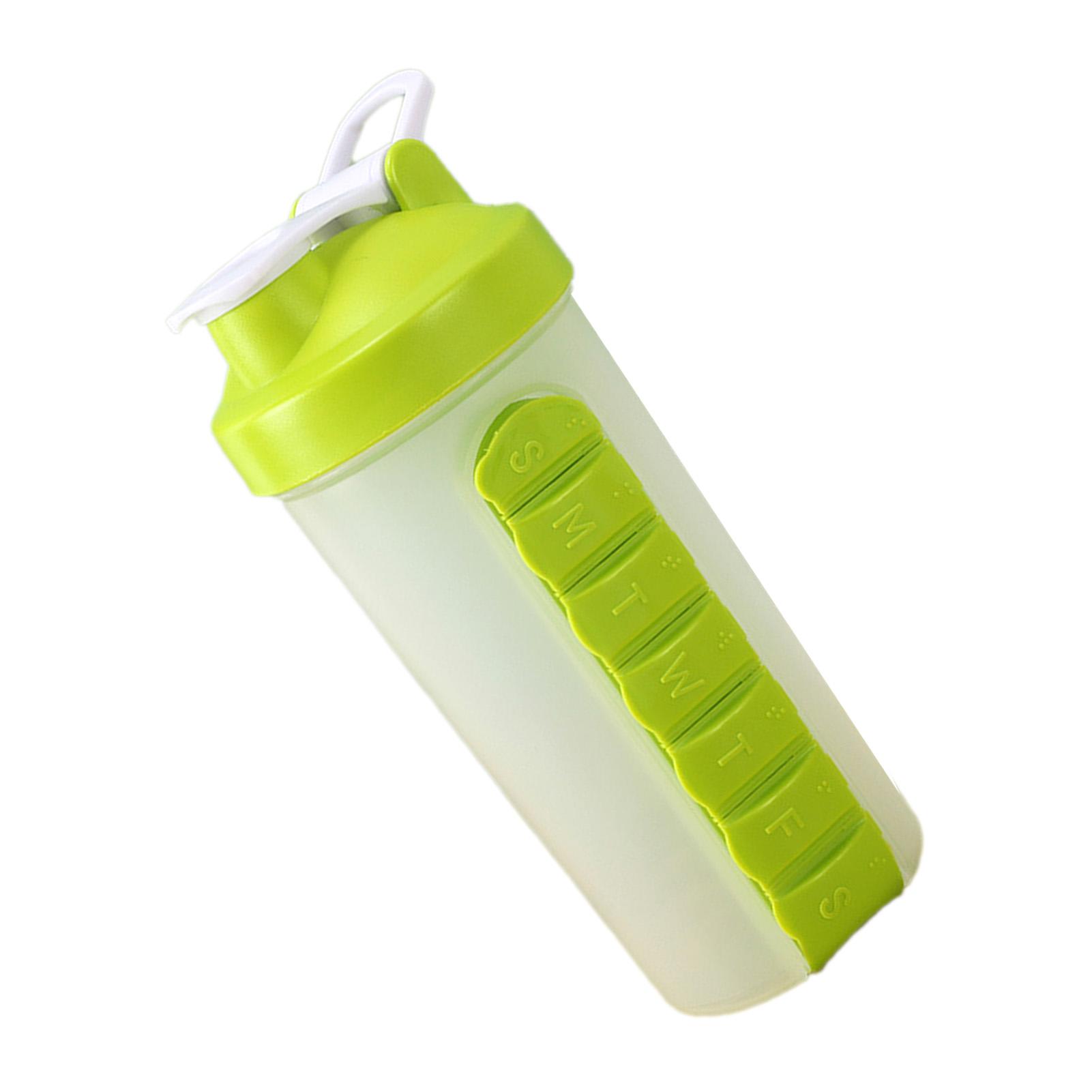 

Портативная коробка для лекарств, стакан для воды, бутылка для воды на 7 дней с держателем для лекарств для спорта, путешествий, зеленая