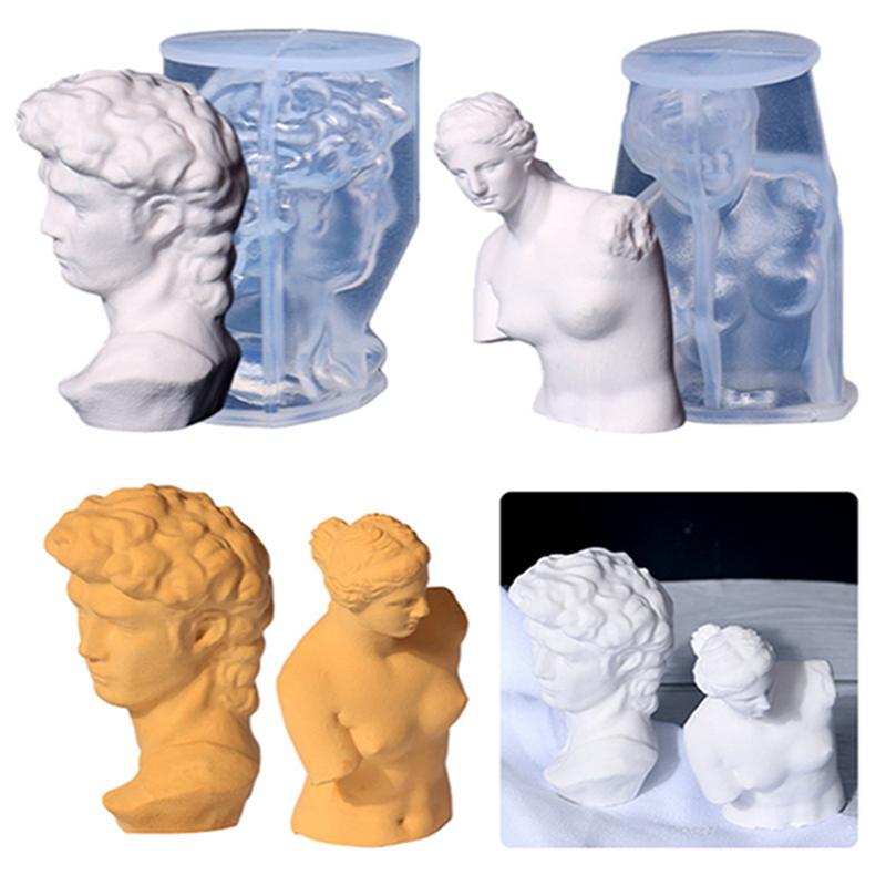 DIY David Head Silicone Candle Mold Nordic Figure Sculpture Epoxy Resin Soap Chocolate Ice Cube Mold Candle Making Home Decor