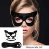 Máscara Facial de Gato Set de Collar con Cascabeles Látigo, Accesorios de Disfraces de Gato Negro para Mujeres Niñas Fiesta de Halloween Disfraces Cosplay