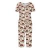 Women's Christmas Print Athletic 2 Piece Set Short Sleeve Top with Casual Pants