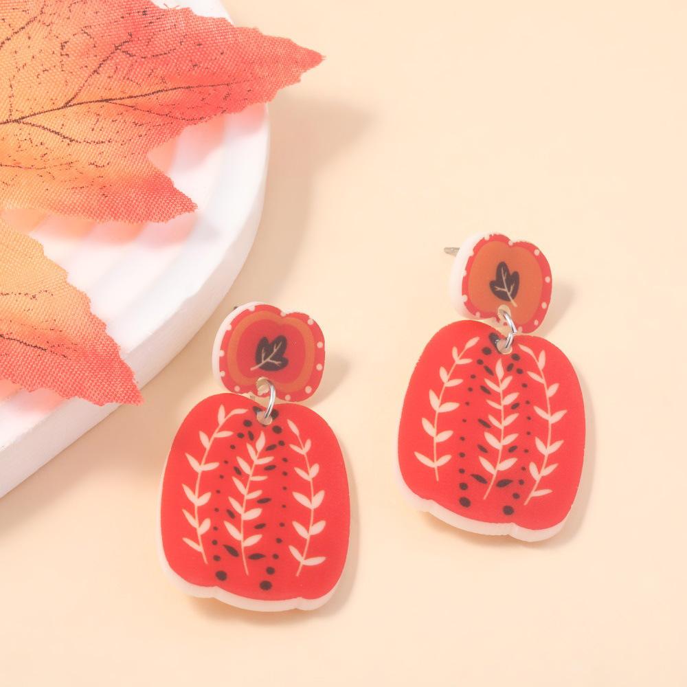 Semi-Managed Environmentally Friendly Acrylic Stud Earrings, Personalized Thanksgiving Maple Leaf Love Stud Earrings