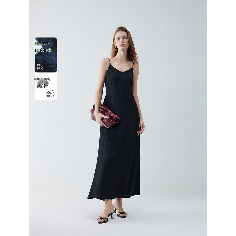 ELLE Women s Black Acetate A-Line Slip Dress S