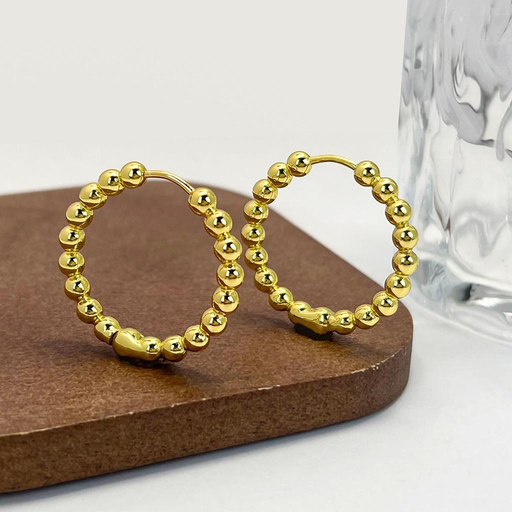 Chic European-Style Geometric Bead Stud Earrings - Niche Design, Light Luxury Accessory
