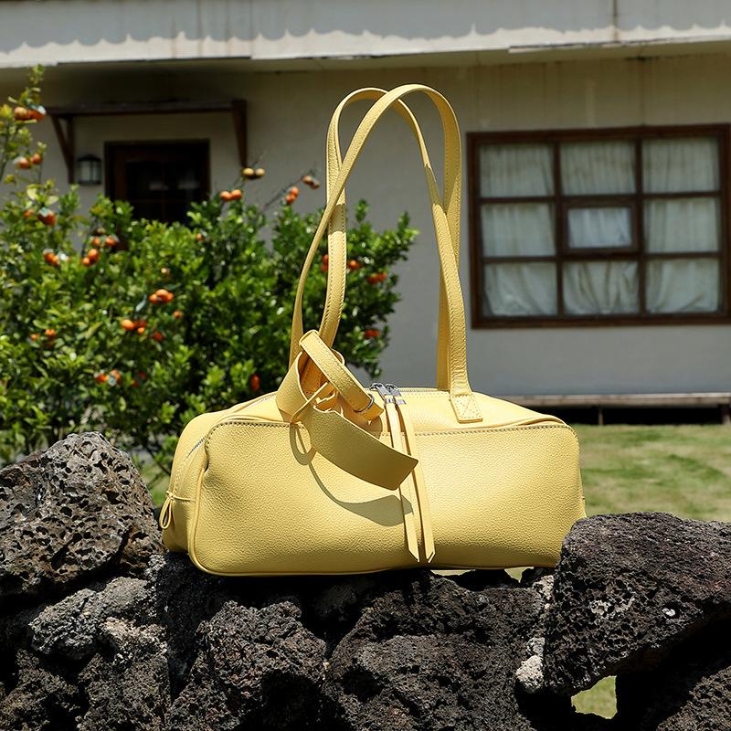 Leather Bowling, Underarm Bag, Shoulder Bag, Pillow Bag, Large Capacity Commuting Genuine Leather Women's Bag