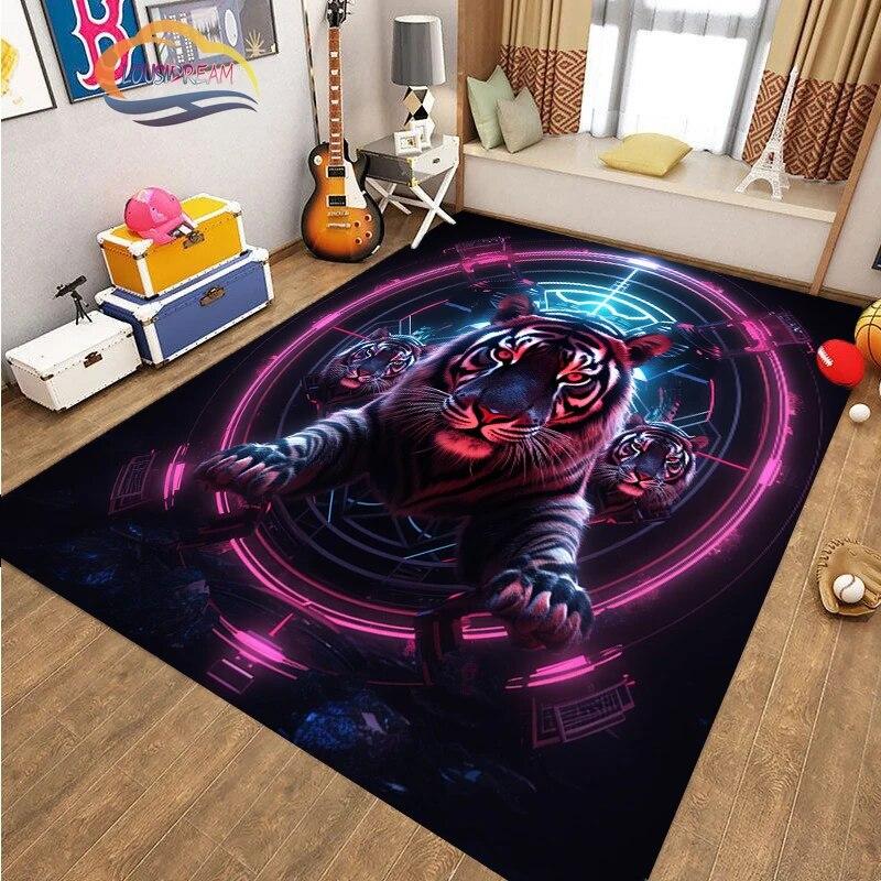 Covor de podea cu animale cool tigru art fashion covor Decorație casei cadouri covor Anti-alunecare pentru sufragerie și pat copil
