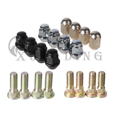 4 Pièces M10x1.25 Goujon de Moyeu de Roue cannelé et Écrou de Roue Adaptés aux Roues de VTT, Kart, UTV, Buggy, Quad Accessoires de Montage et de Fixation