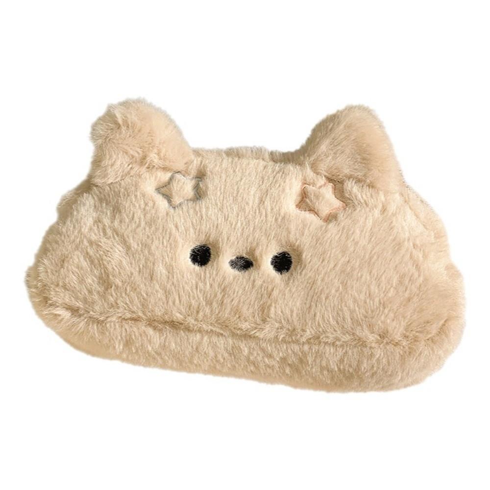 Kawaii Cat Printed Pencil Case Funny Cat Plush Cat Stationer Bag  Student Stationery