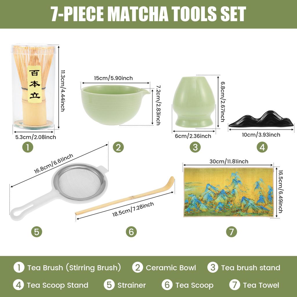 7Pcs Matcha Kit Japanese Matcha Tea Set Elegant Matcha Starter Kit Indoor Beverage Shop Basic Tea-making Tools Accessories