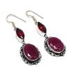 Natural Red Jade, Garnet Gemstone 925 Sterling Silver Jewelry Earring 2.36" AE-12543