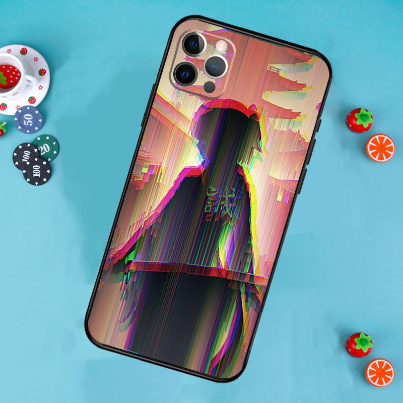 Vaporwave Glitch Anime Phone Case For iPhone 17 Air 15 14 13 12 11 16 Pro Max 13 12 mini 15 16 Plus 16e Cover Funda